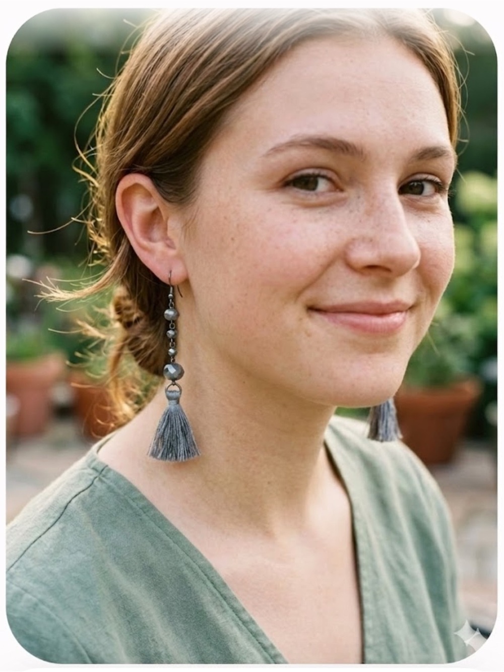 Grey Czech beaded earrings
